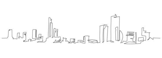 metropolis city building hand drawn sketch one line continuous vector