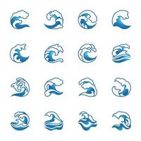 ocean wave sea icon set gradient outline vector