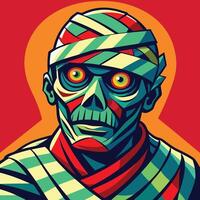 illustration of a mummy with red background vector