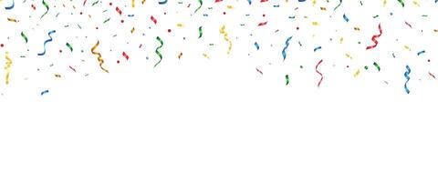 Decorative Colorful confetti border frame. Use for a birthday party or an event celebration invitation or decor. Celebration background template with confetti Colorful ribbons vector