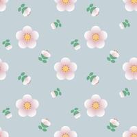 Seamless background with blooming apple trees in pastel colors. vector