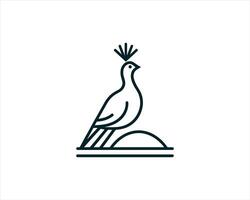 A bird with a crown on its head is shown in a line drawing template illustration vector