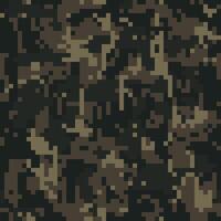 Digital dark khaki camouflage, seamless pattern. For printing on cloth, textile, wallpaper, paper, wrapper. Green color camo, background in military style vector