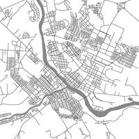 City map of Twer. Scheme of town streets. Gps line navigation plan. Black line road on white isolated background. Urban pattern texture vector