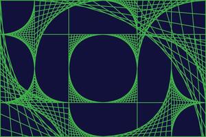 Plane deformation, bending of lines. Bezier curves pattern, green cyber warp. Graphic design template. String art background vector