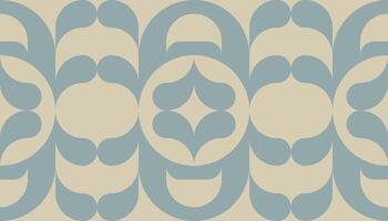 Stylish frieze pattern of simple geometric shapes, repeating print. Decorative border mosaic template of ceramic tile. Seamless overlap droplet figure ornament. Bauhaus beige and blue wallpaper vector