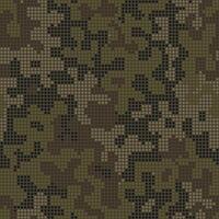 Halftone seamless camouflage texture. Dot pattern in dark khaki green colors, camo digital background vector