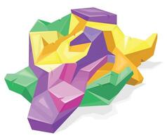 Three dimensional composition. Colorful abstract heap of volumes penetrating each other. 3d graffiti urban art. Geometric voluminous shapes create a cluttered structure. Printing on t-shirt vector