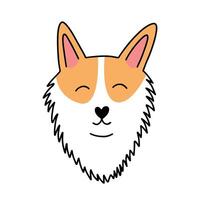 Corgi face flat illustration vector