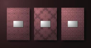 cover of elegant line pattern motif in gold color. vector