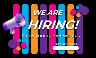 we are hiring poster design colorful background vector