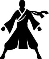 A silhouette of a man in a karate outfit vector