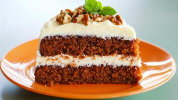 Delicious Layered Carrot Cake with Cream Cheese Frosting and Walnuts photo