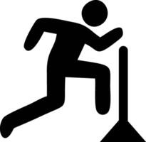 Simple black and white illustration of a person hurdling vector