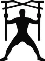 Strong Silhouette of a Person Exercising with Supports vector