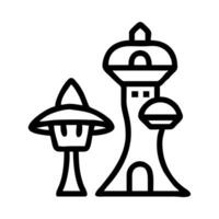 A black and white illustration of a mushroom house vector