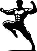 A silhouette of a man doing a kick vector