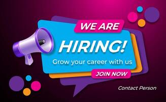 3d we are hiring concept design colorful background vector
