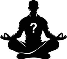 A man in yoga pose with a question mark on his head vector