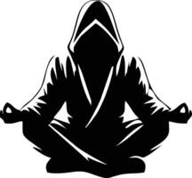 A silhouette of a person in a hoodie sitting in a lotus position vector
