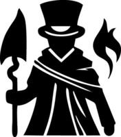 A silhouette of a man in a top hat and coat holding a torch vector