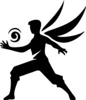 A silhouette of a man with wings and a ball vector