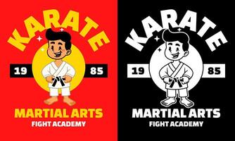 Retro Cartoon Character of Karate Boy Mascot vector
