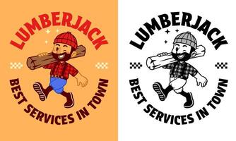 hand drawn of Retro Cartoon Character of Lumberjack Mascot vector