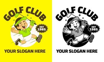 hand drawn of Retro Cartoon Character of Golfer Mascot vector
