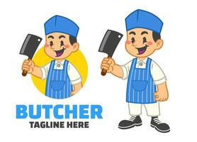 Logo of Buthcer Mascot Illustration in Retro Style vector