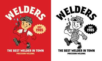 Retro Cartoon Character of Welders Mascot vector
