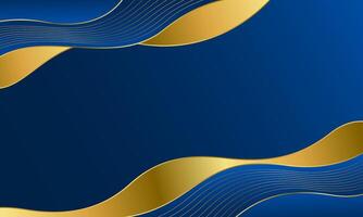 Elegant modern blue luxury wave background with gold element vector