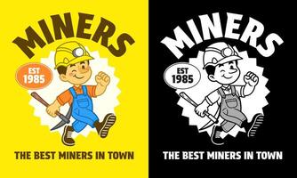 Retro Cartoon Character of Miners Mascot vector