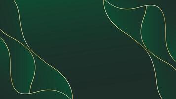 Emerald green luxury wave background with gold lines vector