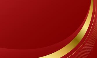 Minimalist red and gold curve background, luxury wallpaper vector