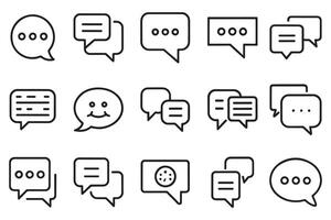 Bubble speech icon set editable stroke outline isolated flat illustration on white background vector
