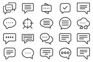 Speech bubble line editable icon set isolated flat illustration on white background vector