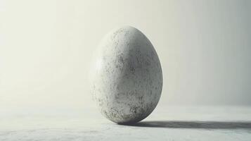 Speckled White Egg On Light Gray Surface photo