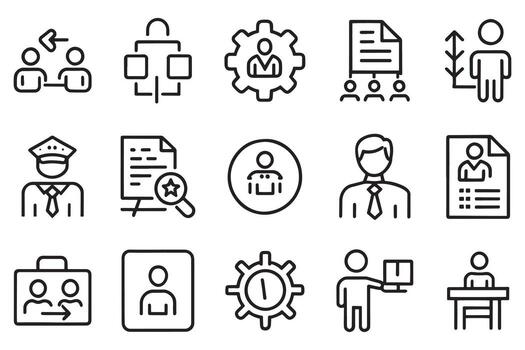 transmisión exterior entrevista carrera camino icono conjunto editable carrera contorno aislado plano ilustración en blanco antecedentes vector