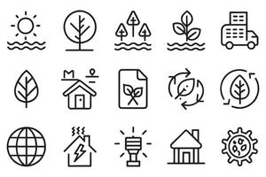 Environtment line editable icon set isolated flat illustration on white background vector