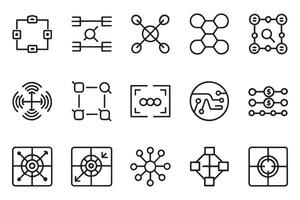 link conection icon set editable stroke outline isolated flat illustration on white background vector