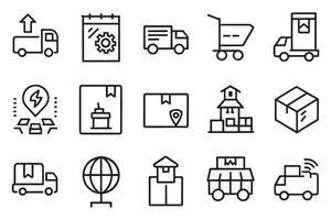 Delivery manufacturing commerce line editable icon set isolated flat illustration on white background. vector