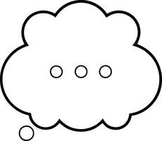 Simple Black Outline Thought Bubble with Three Dots and a Small Circle Below a Cloud Shaped Speech Bubble Representing Ideas Communication vector