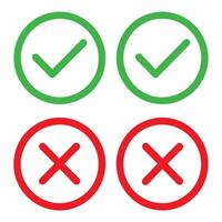 Green Check Marks and Red Cross Marks Correct Incorrect True False Yes No Approval Disapproval Choice Selection Option Decision vector