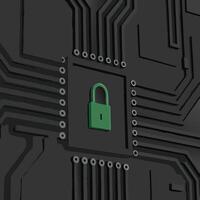 Digital Security System Network Protection Data Encryption Privacy Safeguard Secure Technology Circuit Board Padlock vector