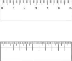 Two simple rulers showing centimeters and inches measurement tools for drawing and measuring vector