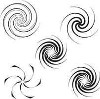 Collection of Abstract Swirling Spiral Designs Graphic Elements vector