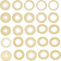 Collection of TwentyFive Golden Sunburst Circular Designs Perfect for Logos Branding and Decoration vector