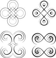 Collection of Elegant Swirl and Knot Designs Graphic Elements vector