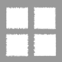 Collection of four irregular square white frames with jagged edges on gray background suitable for design elements or templates vector